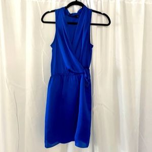 Sapphire blue silk wrap dress